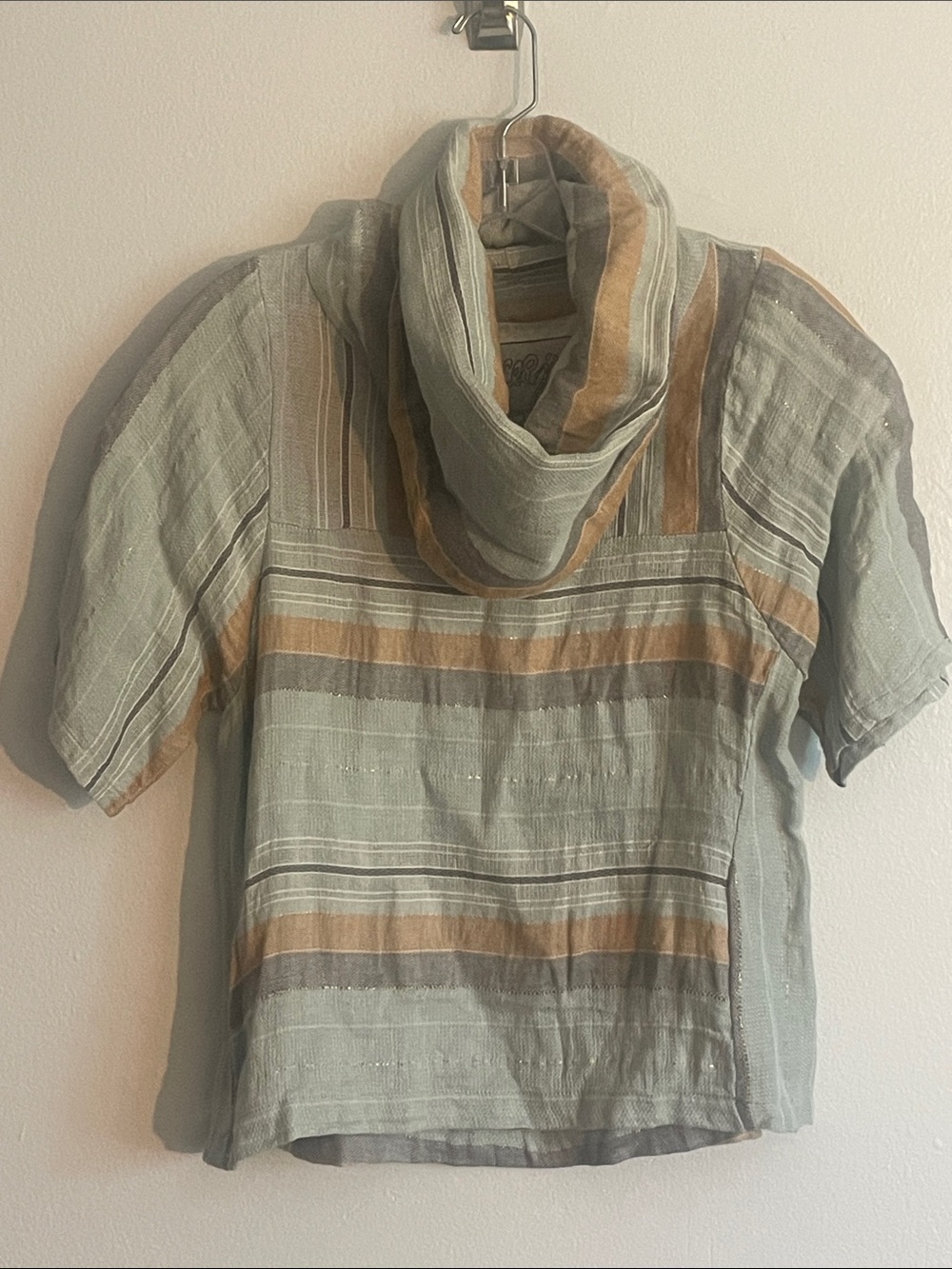 Ace & Jig Striped Linen Cowl Neck Linen Blouse Size SP